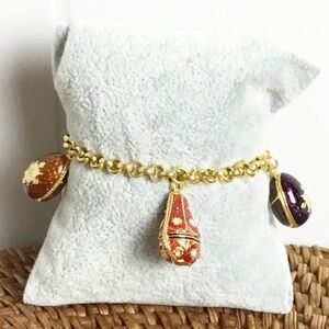 CRAFT Vintage Costume Jewelry Gold Toned Egg Charm Bracelet